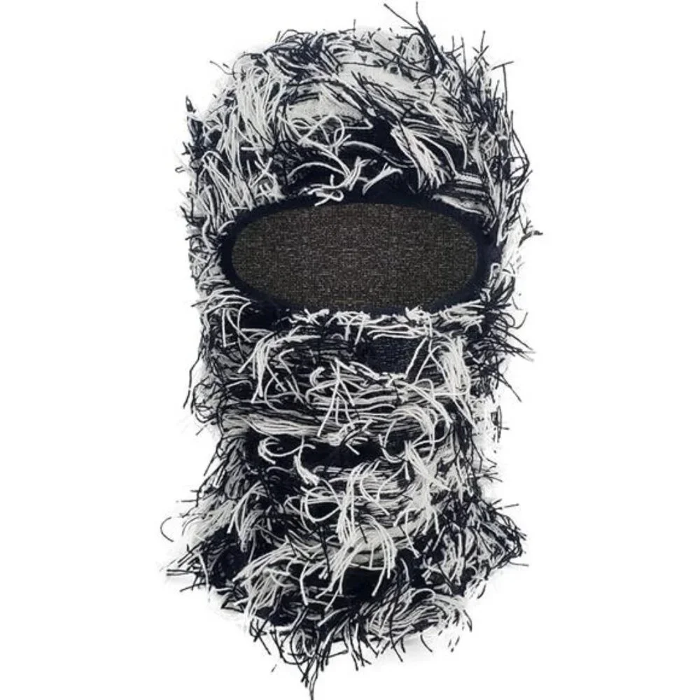 Distressed Balaclava Ski Mask, Knitted Full Face Mask for Men/Women